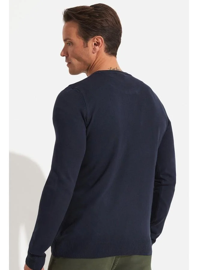 JUNE June Men Crew Neck Knitwear Sweater Navy