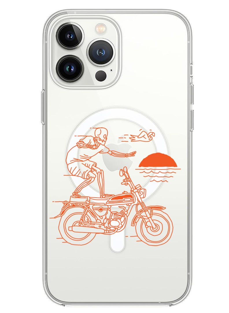 Theodor Magnetic Case for iPhone 14 Pro 6.1-inch Compatible with MagSafe Wireless Charging, Shockproof Phone Bumper Cover Skull Rider orange - Image 1
