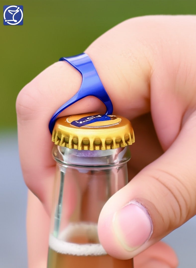 BarPros Multi-Function Ring-Shaped Bottle Opener, Stainless Steel Beverage Opener, Portable & Lightweight, Blue - Image 2