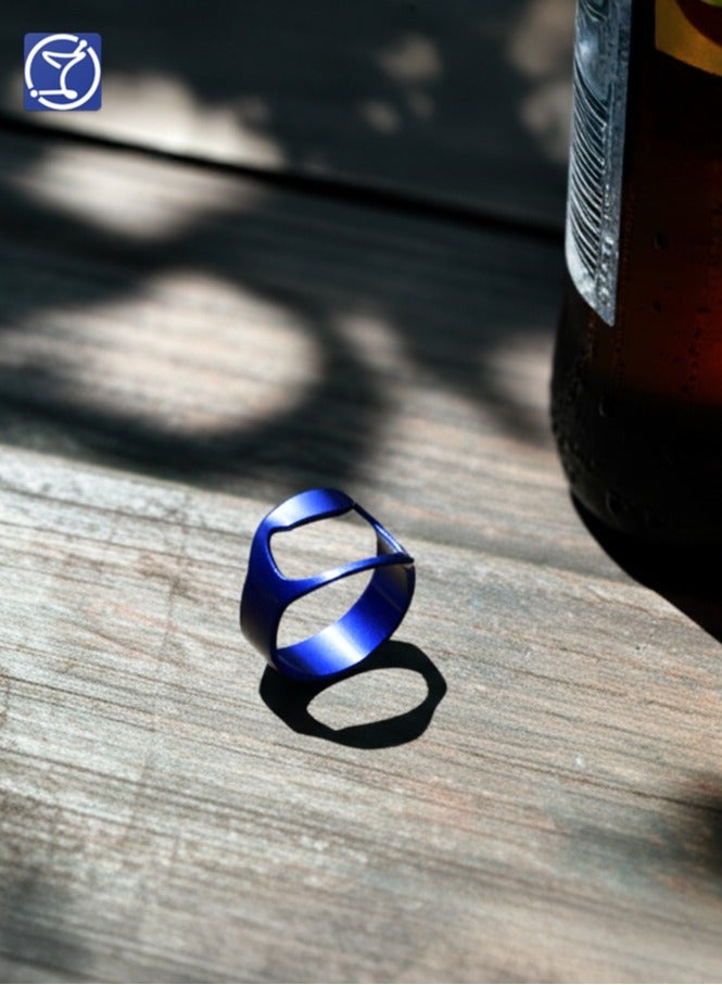 BarPros Multi-Function Ring-Shaped Bottle Opener, Stainless Steel Beverage Opener, Portable & Lightweight, Blue - Image 3