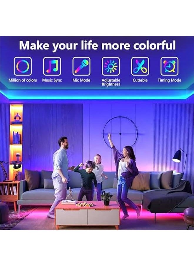 Arabest 100ft LED Lights for Bedroom with Music Sync, Remote Control, and App Control. Color Changing RGB Strip Lights for Home, Kitchen, Party,  Decoration. Includes 2 Rolls of 50ft.  - Image 2