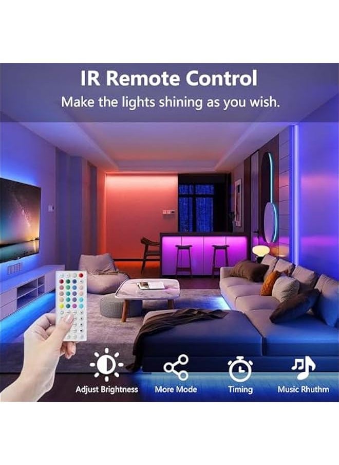 Arabest 100ft LED Lights for Bedroom with Music Sync, Remote Control, and App Control. Color Changing RGB Strip Lights for Home, Kitchen, Party,  Decoration. Includes 2 Rolls of 50ft.  - Image 4