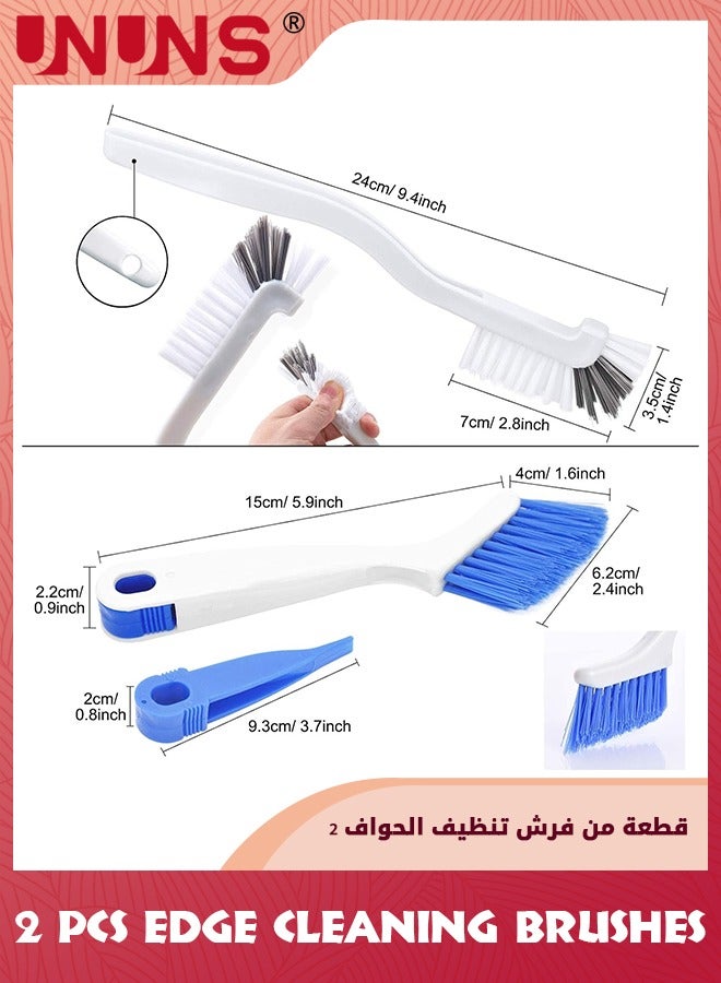 UNUNS فرشاة تنظيف صغيرة، 2 قطعة فرش تنظيف للزوايا والأركان في الحمام، فرشاة لتنظيف الأبواب المنزلقة أو النوافذ لتنظيف المغسلة بقبضة  - Image 4