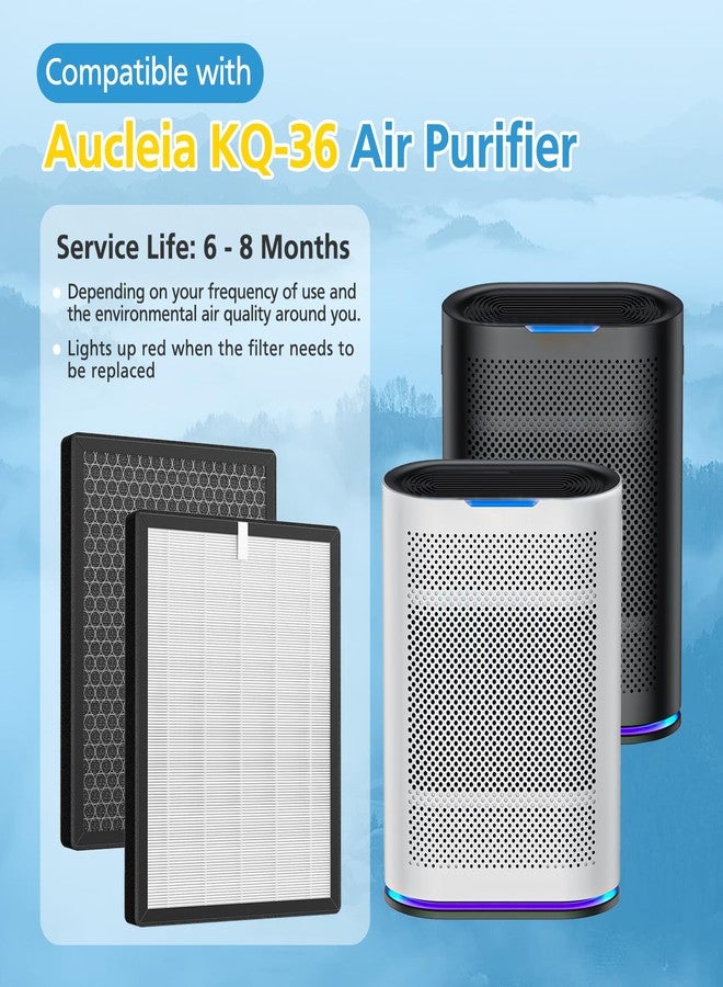إيزينجو عبوتان من فلاتر بديلة KQ-36/KQ-36A متوافقة مع جهاز تنقية الهواء Aucleia KQ-36، فلتر ثلاثي المراحل أكبر حجمًا لتقليل الجسيمات بنسبة 99.97%، والغبار، وشعر الحيوانات الأليفة، والدخان، والروائح، مناسب للغرف الكبيرة بمساحة 2100 قدم مربع. - Image 2