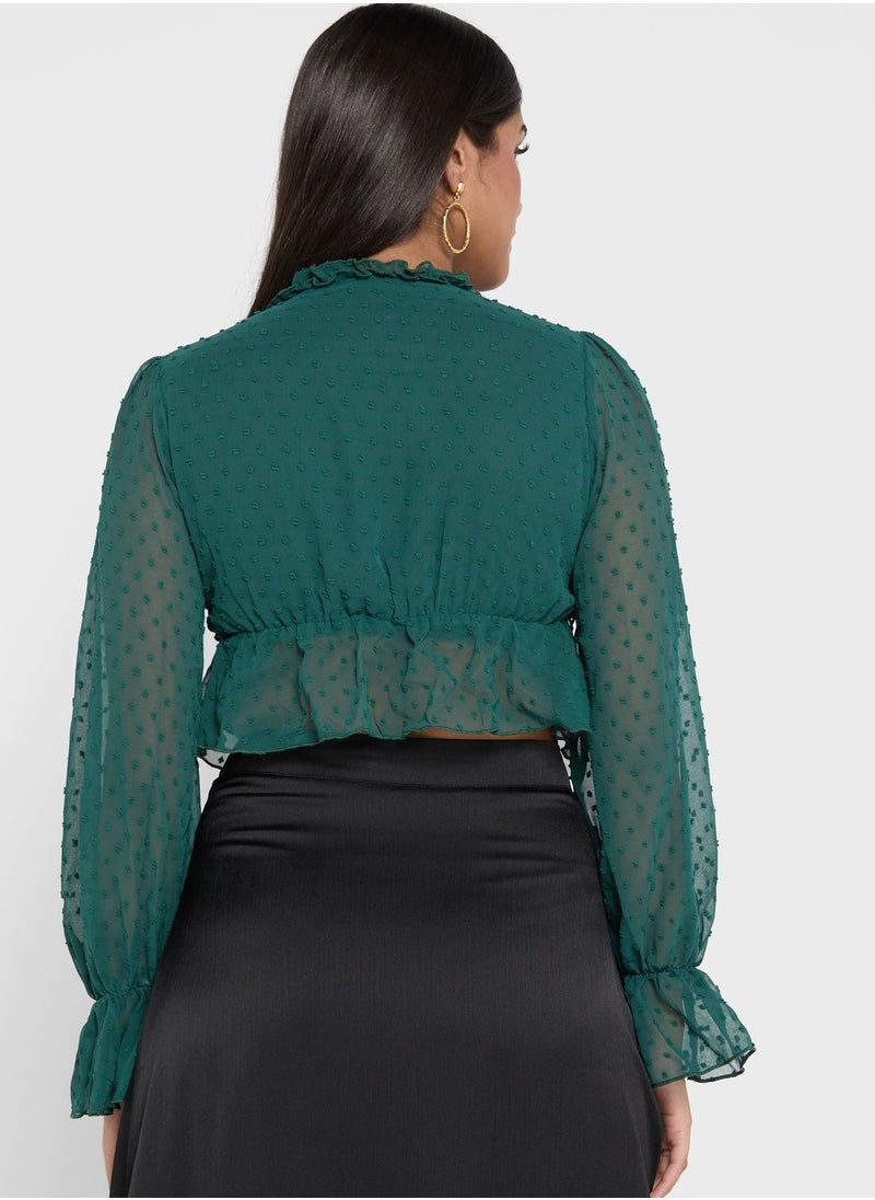 ELLA - Textured Peplum Top - Image 1
