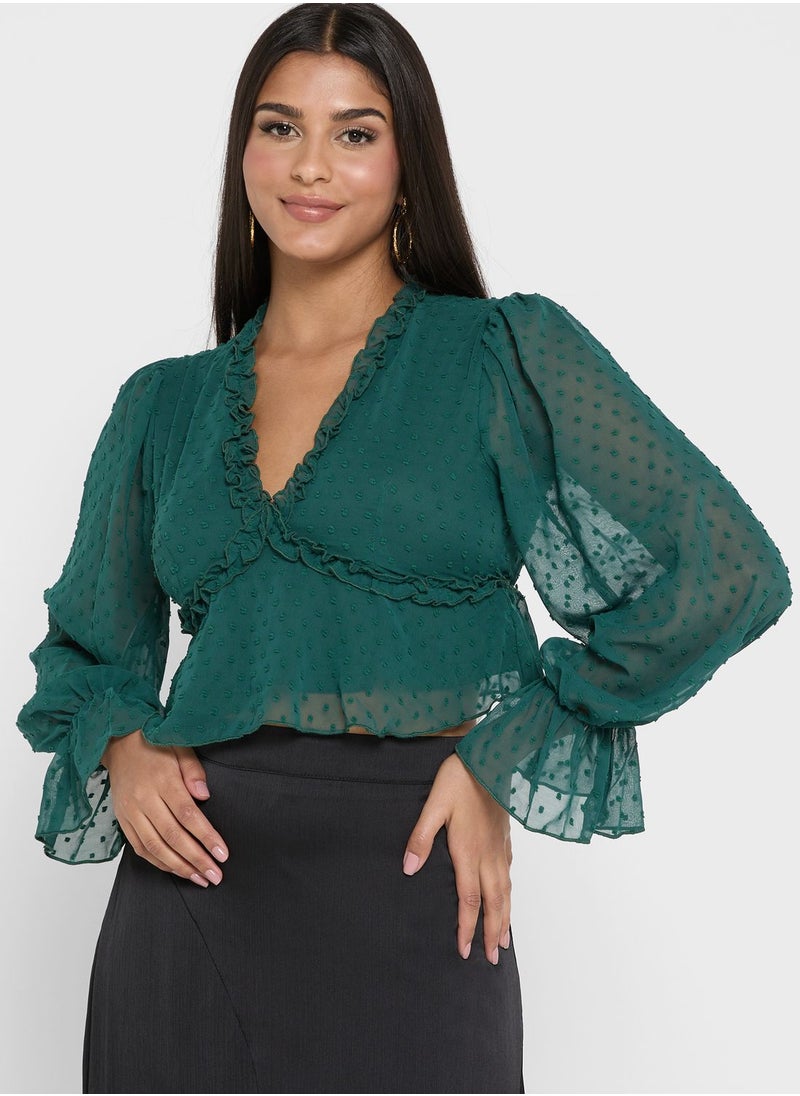 ELLA - Textured Peplum Top - Image 1