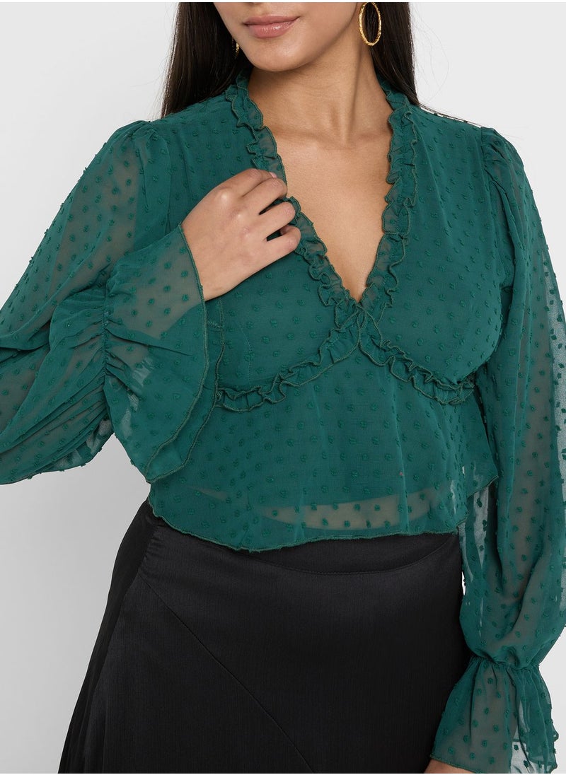 ELLA - Textured Peplum Top - Image 1