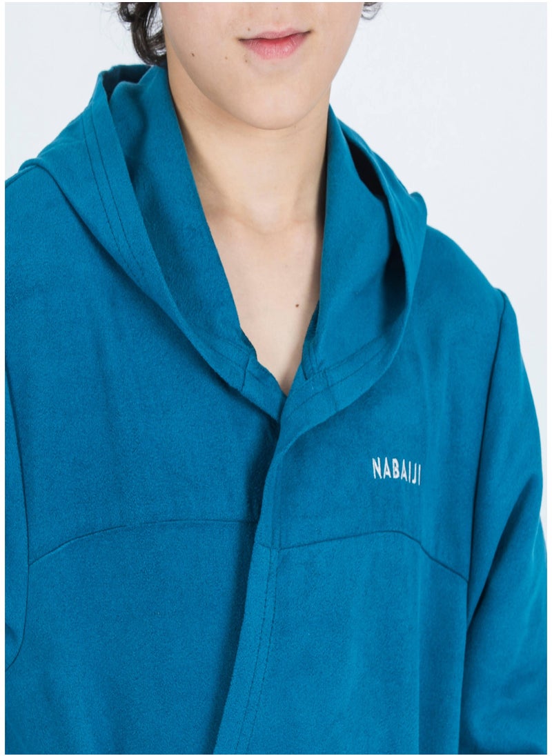 NABAIJI NABAIJI by DECATHLON, Kids' Compact Microfibre Hooded Bathrobe Soft & Quick-Dry Dark Blue  - Image 3