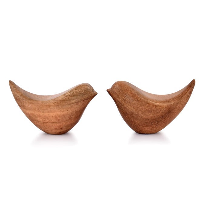 Acacia Wood Bird Statues Set Home Dcor Bird Sculpture for Living Room Bathroom Office Modern Style Birds Decorative Ornaments Set of 2 45 x 2 x 25