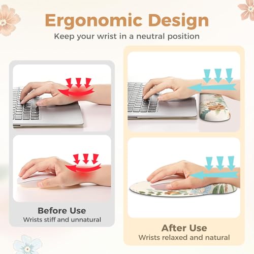 Anyshock Scalloped Office Desk Cover Mat+Keyboard Wrist Rest+Mouse Wrist Rest+Coaster Set,Scalloped Desktop mat for Teacher Desk Cover,Pastel Home Office Essentials - Image 3