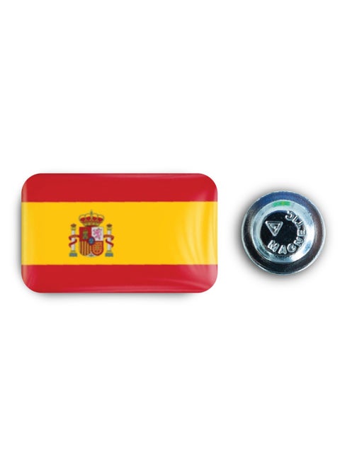 SPAIN Flag - Metal Badge Epoxy Coated with Magnetic Pin that Doesn't Tear Clothes