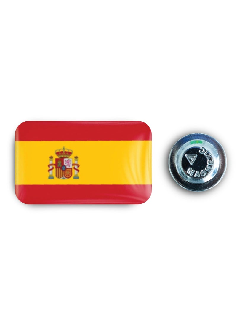 971MEDIA SPAIN Flag - Metal Badge Epoxy Coated with Magnetic Pin that Doesn't Tear Clothes  - Image 1
