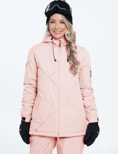 GEMYSE Women's Ski Snowsuit Waterproof Windproof Insulated Jacket and Pants Set Winter Warm Snowboarding Coat with Hood(Seashell Pink,Large) - Image 2