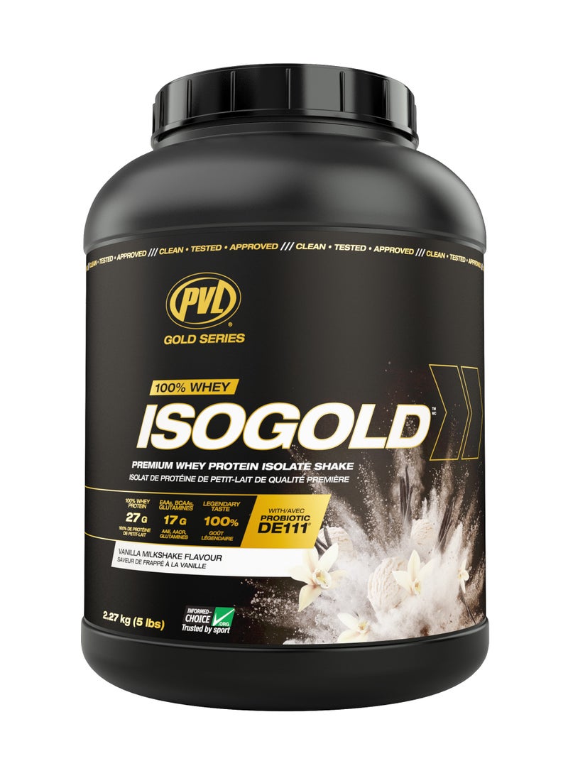 PVL - Gold Series 100% WHEY ISOGOLD 2.27kg (5lbs) - Vanilla Milkshake - Image 1