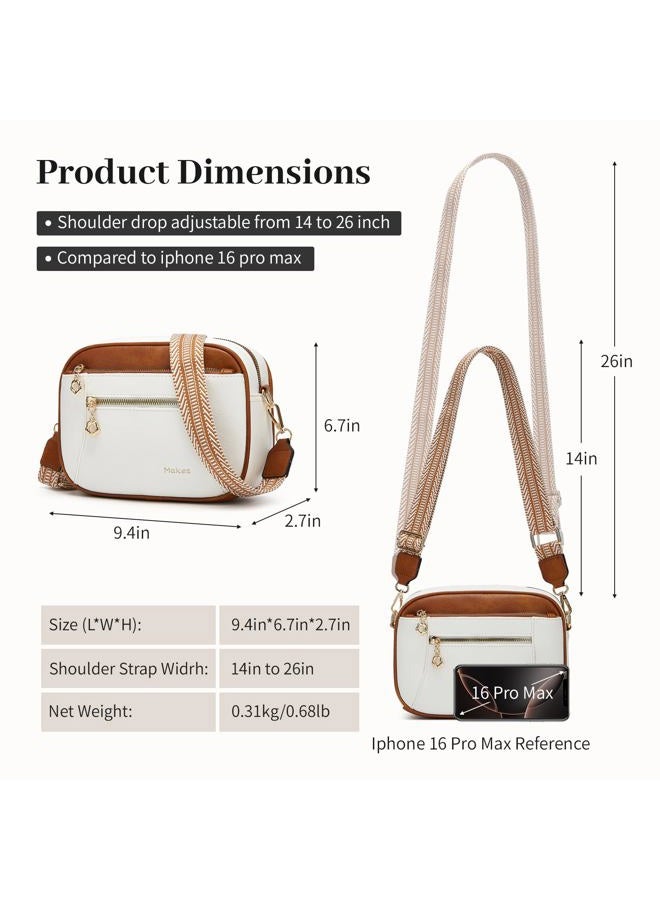 Makes Crossbody Purse for Women Small Crossbody Bags Trendy Vegan Leather with Adjustable Shoulder Straps Gift for Mother Wife Mom, Beige With Brown Minimalism Upgrade - Image 5