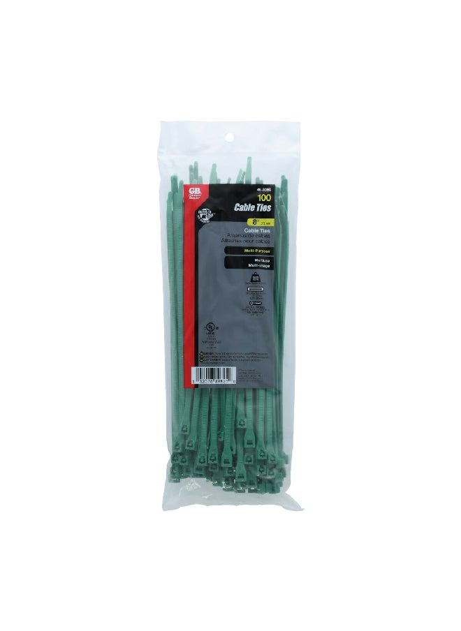 Gardner Bender 100-Piece Electric Wire Organiser Plastic Double Lock Cable Tie Set Green 8 Inch 46-308G 