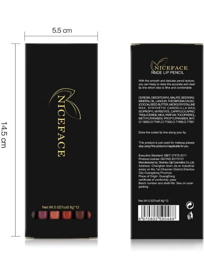 NICEFACE 12-Piece Waterproof Lipliner Pencil Set Multicolour - Image 5