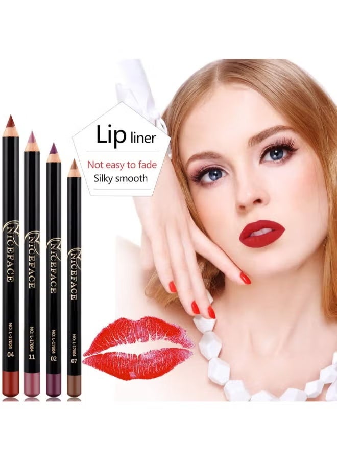 NICEFACE 12-Piece Waterproof Lipliner Pencil Set Multicolour - Image 3