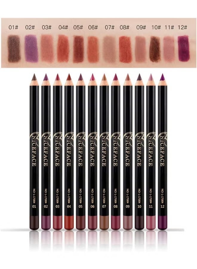 NICEFACE 12-Piece Waterproof Lipliner Pencil Set Multicolour - Image 2