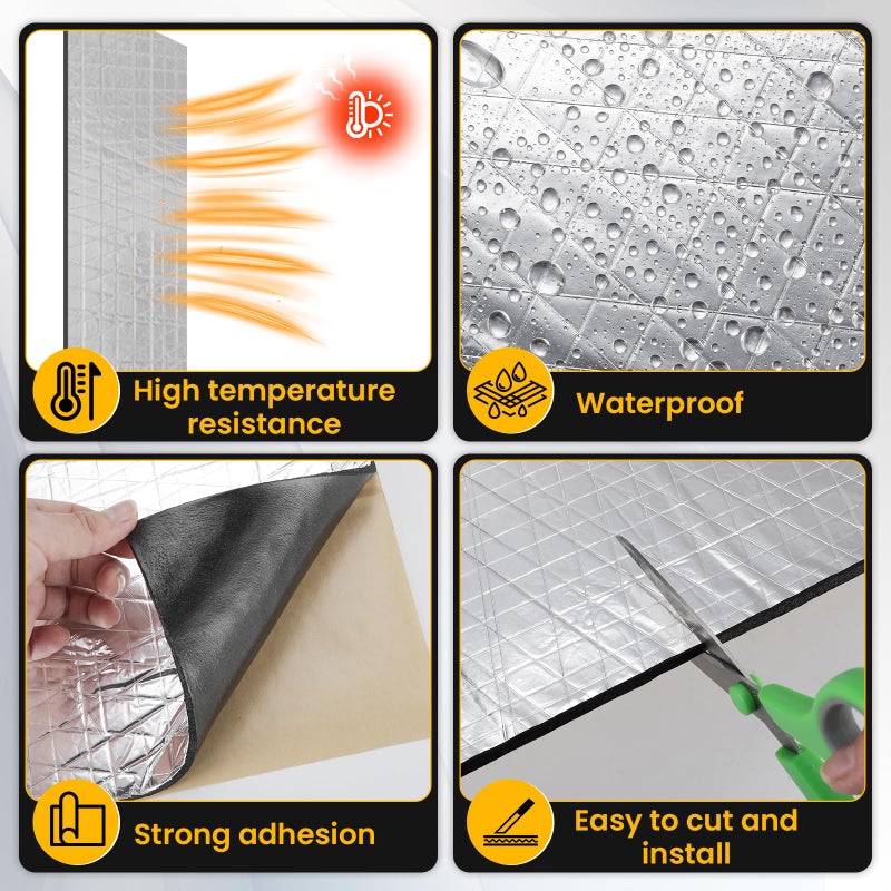 VOISEN VOISNE Sound Deading Material for Cars,197 mil(5mm) 21 sqft Sound Deadening,Aluminum foil Foam Sound Deadener,Noise Insulation and Vibration Dampening Material 19 Pcs - Image 3