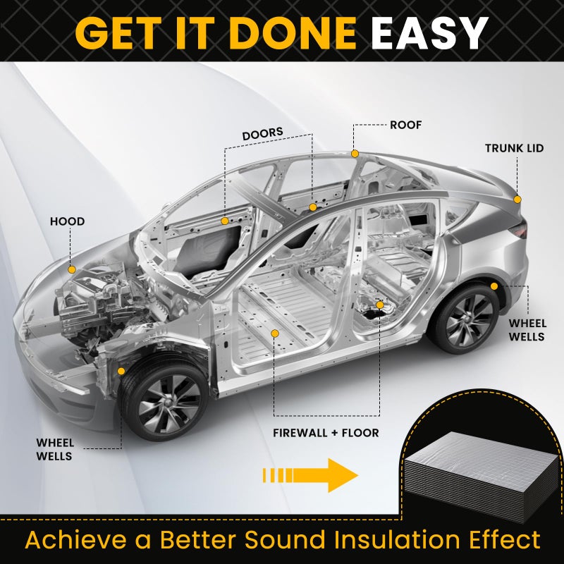 VOISEN VOISNE Sound Deading Material for Cars,197 mil(5mm) 21 sqft Sound Deadening,Aluminum foil Foam Sound Deadener,Noise Insulation and Vibration Dampening Material 19 Pcs - Image 5