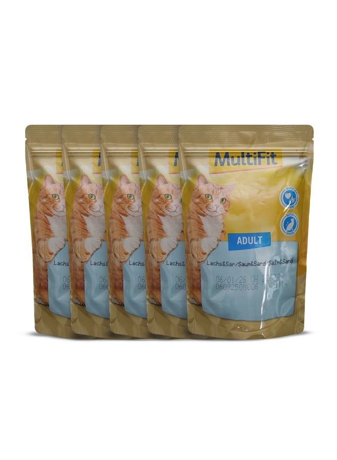 مالتي فيت للقطط البالغة جيلي ديو فيش آند كلاسيك ميكس كيس 100 جم بالسلمون و السردين - Image 2