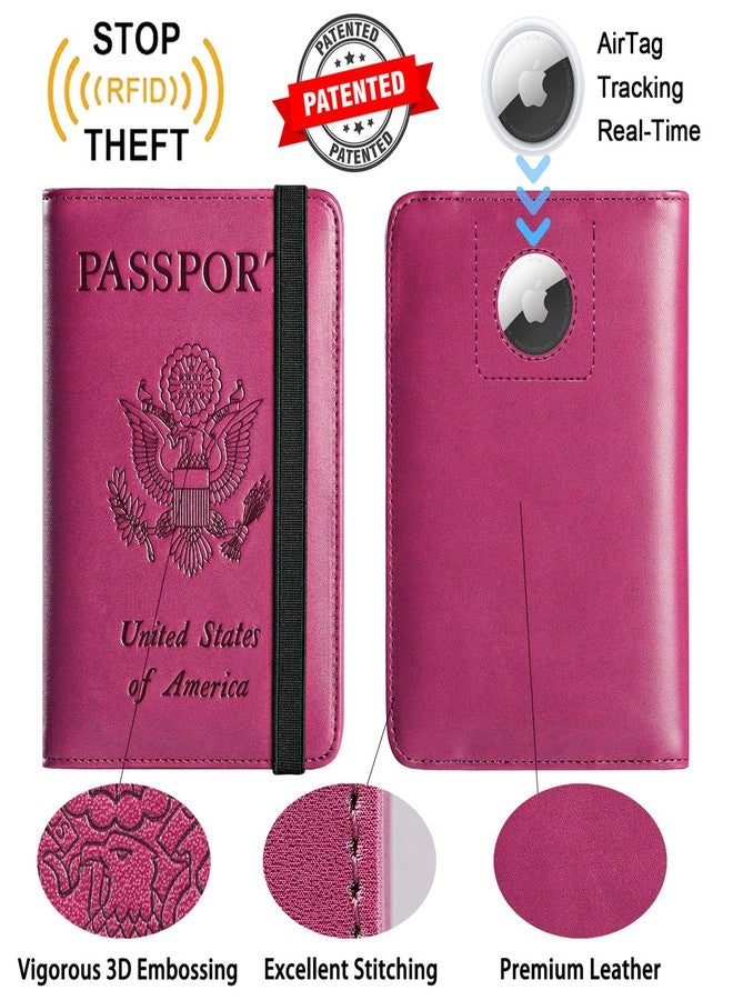 PASCACOO Passport Holder Cover Wallet Travel Essentials RFID Blocking Leather Card Case International Must Haves Travel Accessories for Women Men, 119#Purple, for Airtag - Image 2
