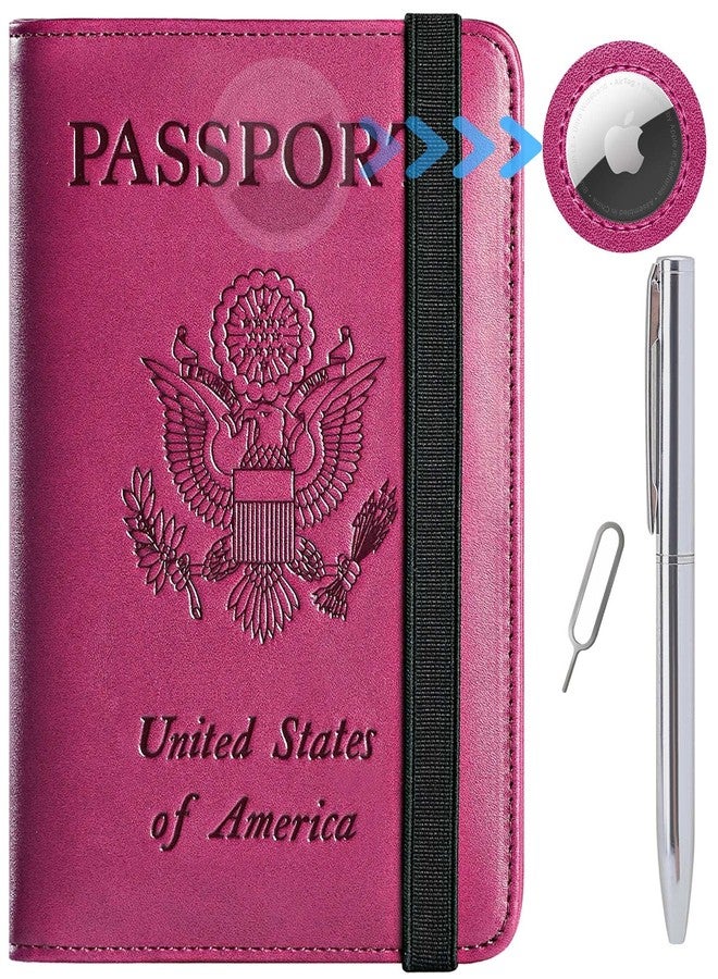 PASCACOO Passport Holder Cover Wallet Travel Essentials RFID Blocking Leather Card Case International Must Haves Travel Accessories for Women Men, 119#Purple, for Airtag - Image 1