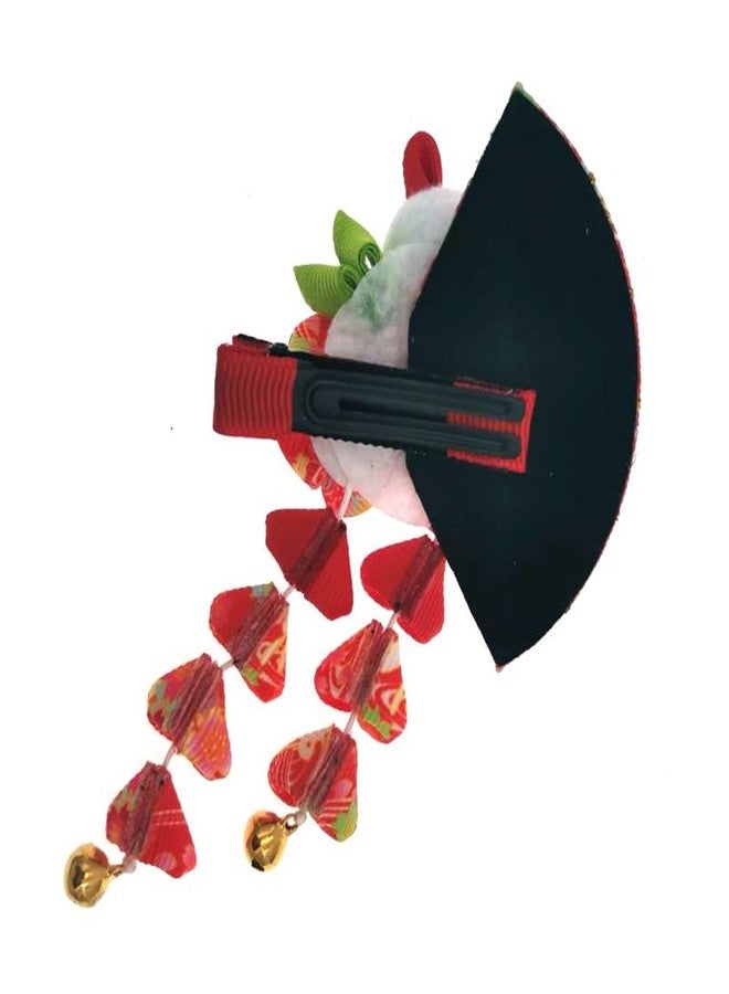 MIAO WU Japanese Hair Clips Kimono Flower HairPin, Women Girls Kimono Hanfu Rabbit Hair Accessories Kanzashi Flower Hair Tie Band Clip Gift (Red) - Image 5