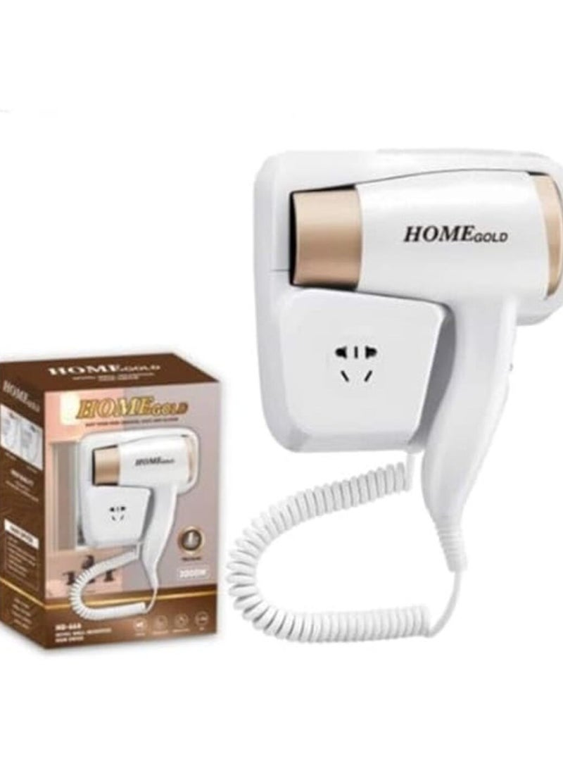 Home Gold Professional Hotel Wall Mounted Electric Hair Dryer, HG-666 - Image 1