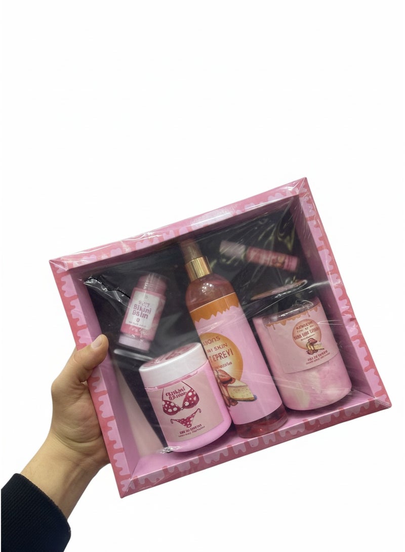 LUTIONS 5-in-1 Cheesecake Body Care Set: Moisturizing, Fragrancing, and Exfoliating with an Attractive Cheesecake Scent - Image 1