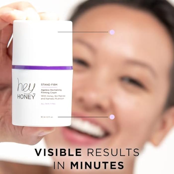 Hey Honey Stand Firm Peptide Face Cream | Instant Firming & Long-Term Anti-Aging | Honey & Nemeko Mushroom for Hydration & Wrinkle Reduction | 1 Oz - Image 2
