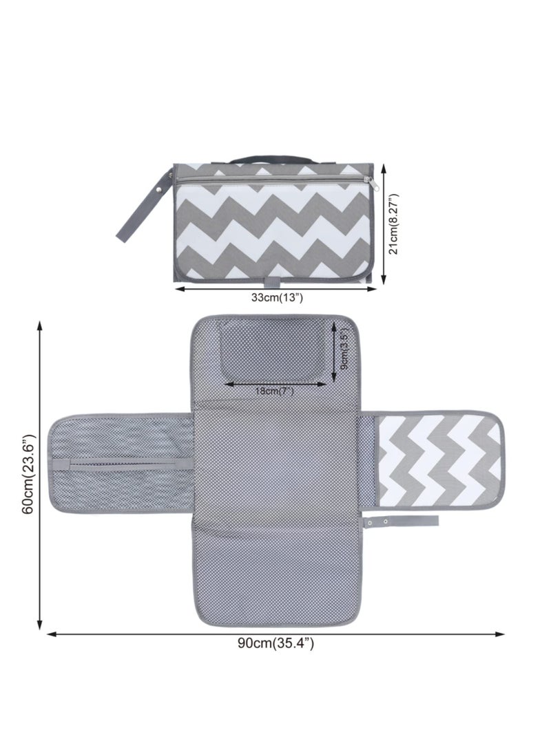 Excefore Baby Portable Diaper Changing Pad, Baby Changing Pad & Diaper Changer Travel Bag, Smart Design Baby Changing Mat, Waterproof Travel Diaper Changing Kit, Gifts for Baby Shower (Grey Wave)  - Image 3