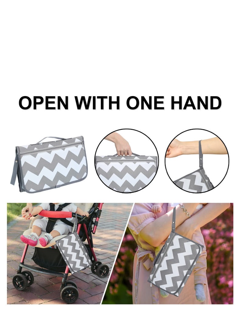 Excefore Baby Portable Diaper Changing Pad, Baby Changing Pad & Diaper Changer Travel Bag, Smart Design Baby Changing Mat, Waterproof Travel Diaper Changing Kit, Gifts for Baby Shower (Grey Wave)  - Image 5