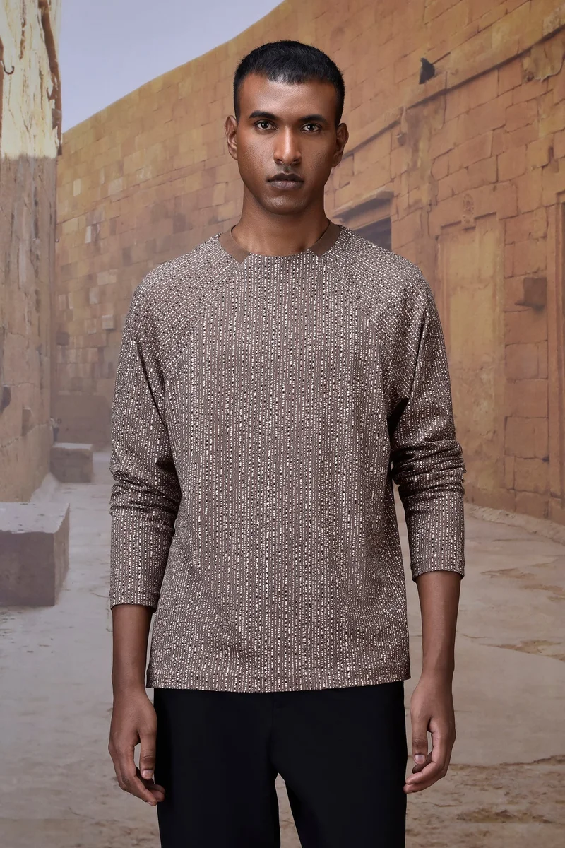 Genes Lecoanet Hemant تيشيرت بيج دافئ بنقش دقيق