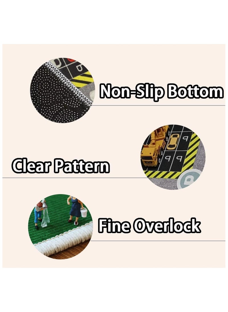 Kids Carpet Playmat for Race Cars & Toys, Car Rug City Life Traffic Road Playroom Mat Kids Rugs [Cars not Included] - Image 4