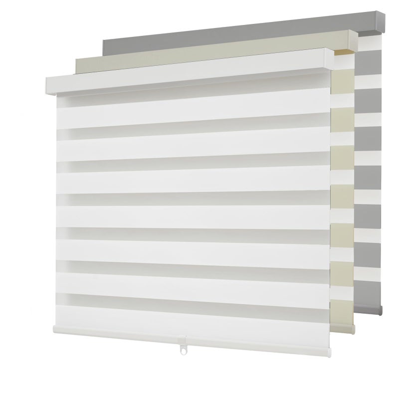 Dephora Cordless Zebra Blinds for Windows,Free-Stop Roller Zebra Shades,Light Filtering Blinds for Indoor windows with Upgraded Cassette,Pull Down Privacy Window Shades for Home (25" W x 72" H, White) - Image 1