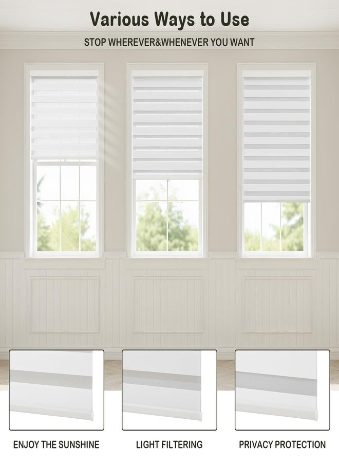 Dephora Cordless Zebra Blinds for Windows,Free-Stop Roller Zebra Shades,Light Filtering Blinds for Indoor windows with Upgraded Cassette,Pull Down Privacy Window Shades for Home (25" W x 72" H, White) - Image 2
