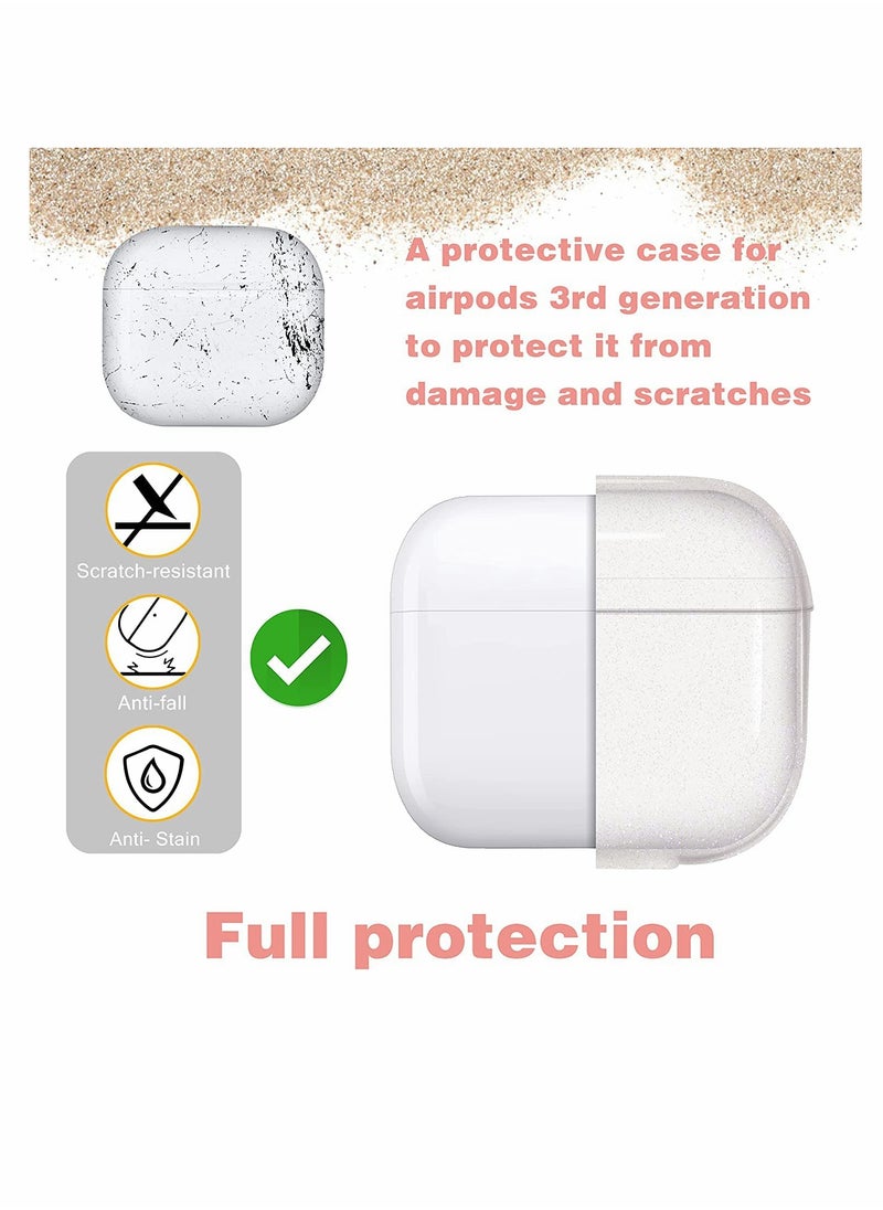 Compatible with AirPods 3 Case Cover, 3rd Generation 2021, with Cute 3D Clear Glitter erfly Design Smooth Soft TPU Cover Case for Airpods 3, Pretty Design Bling Shiny Stylish with Keychain