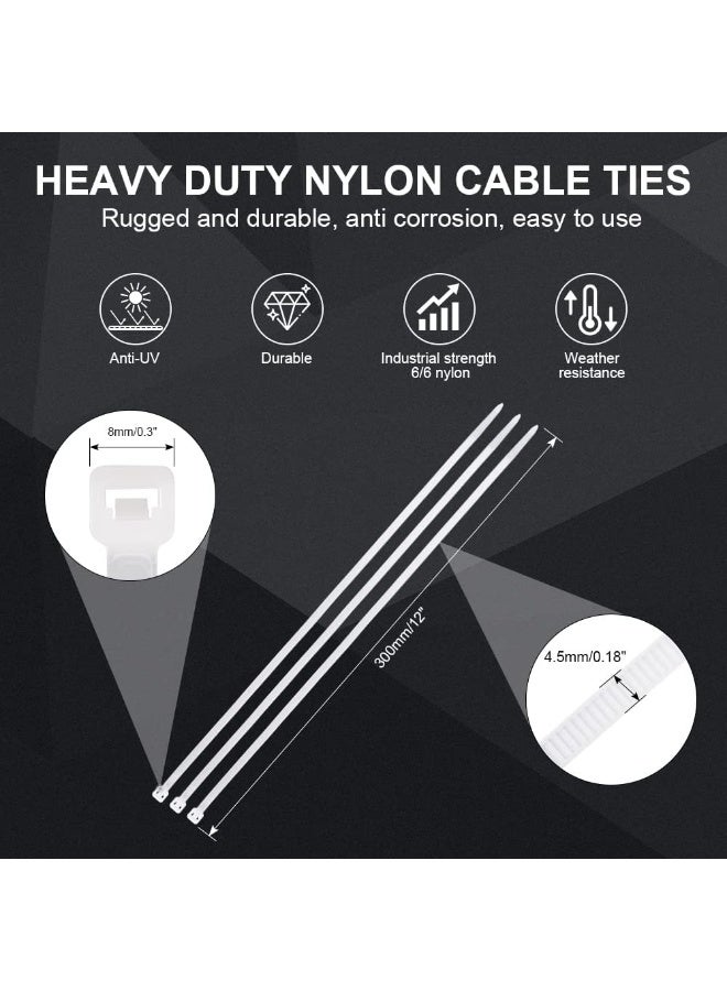 Loquat 4-Inch (400 Pack) Self Locking Zipper Zip Tie With 18 Pounds (Approximately 8.2 Kilograms) Tensile Strength, White - Image 2