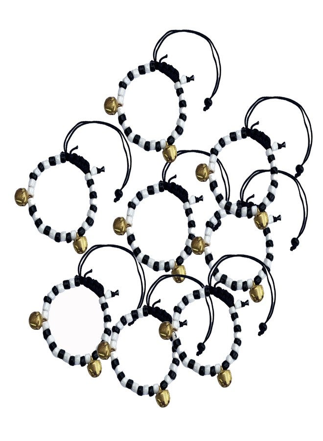 Awadh Black and white Nazariya with Ghunhgru for Baby Girls & Baby Boys Adjustable Size Cotton Thread Black Nazar Bracelet for Hands & Foot for New Born Babies/Najariya (Pack Of 12, Regular) - Image 1