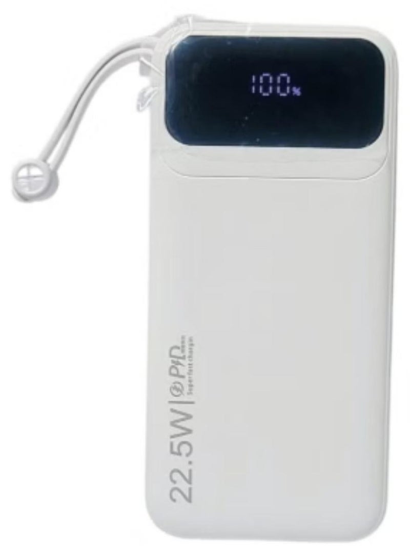 LEVINO 20000mAh Power Bank with 22.5W Fast Charging – 4 USB & 2 Type-C Ports, Digital Display, Flight-Approved, Overvoltage & Temperature Protection, Includes Type-C, Lightning & USB Cables – White - Image 1