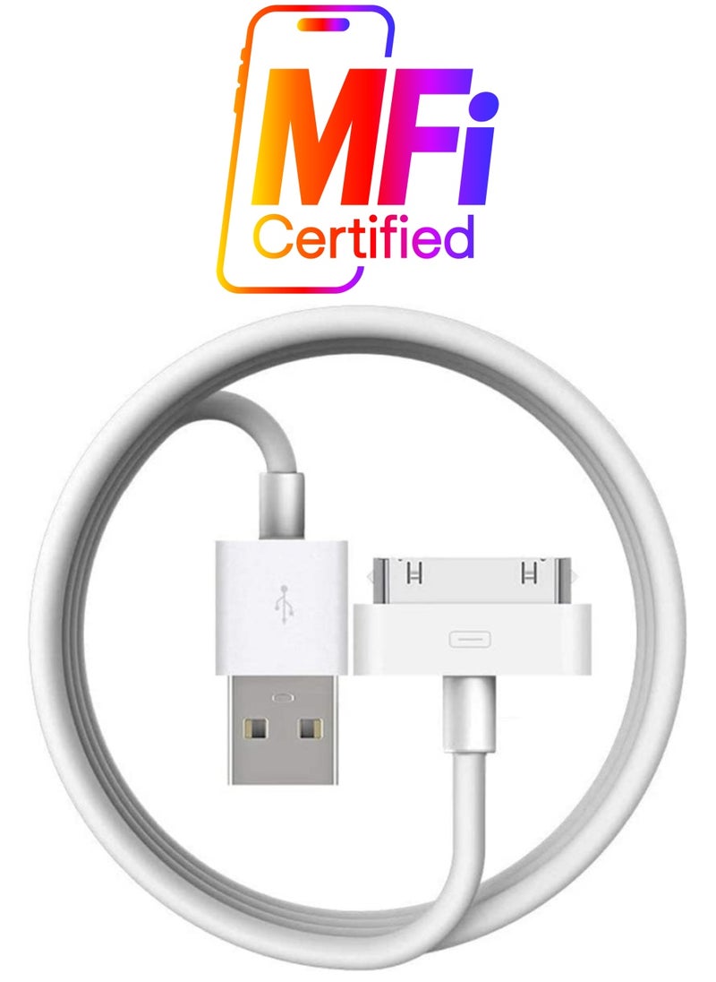 Generic 30 Pin USB Charging Cable USB Sync Charging Cord for iPhone 4 4s 3G 3GS iPad 1 2 3  iPod Touch Nano White 1 Piece  - Image 1