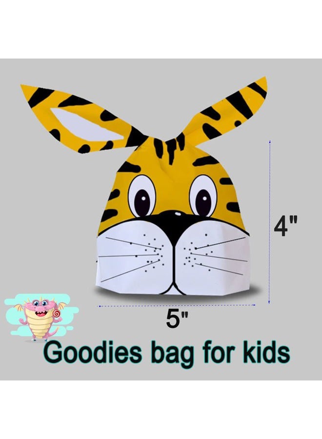 RORANIC 50 Pack Candy Gift Bags,Cute Tiger Small Goodie Bags for Kids Birthday Party, Cellophane Bags for Treats,Cooky,Cookies,Toys,Snacks,Baby Shower Party Favor Bags - Image 4