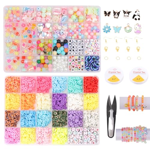 Ambitieux DIY Bracelet Making Kit for Girls – 48 Compartment Combo Set with 1000+ Beads, 8 Charms, Disc Beads, Alphabet Beads, 2 Elastic Threads, Cutter & Hooks – Jewellery Craft Kit for Kids Age 7–12 for girls birthday gift 2 3 4 5 6 7 8 9 - Image 1