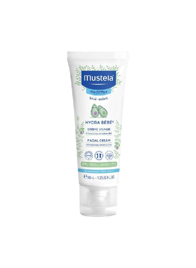 HydraBebe Facial Cream - 40ml | Nourishing Face Lotion for Normal Skin | Hypoallergenic, Long-Lasting Hydration with Sweet Almond & Jojoba Oil | Gentle Care for Newborns & Babies