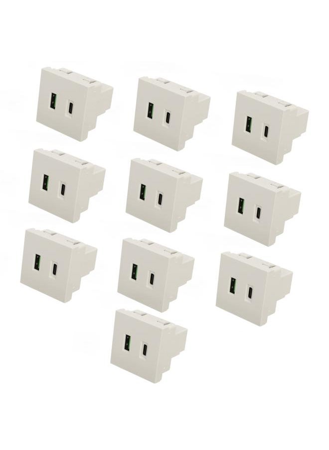 Thoraya - 10pcs USB Type C Wall Outlet Recessed Anti Reverse Insertion Function Fast Charging USB Type C Socket for Computer Phone AC 110‑240V - Image 1