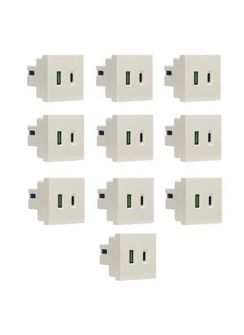 10pcs USB Type C Wall Outlet Recessed Anti Reverse Insertion Function Fast Charging USB Type C Socket for Computer Phone AC 110‑240V