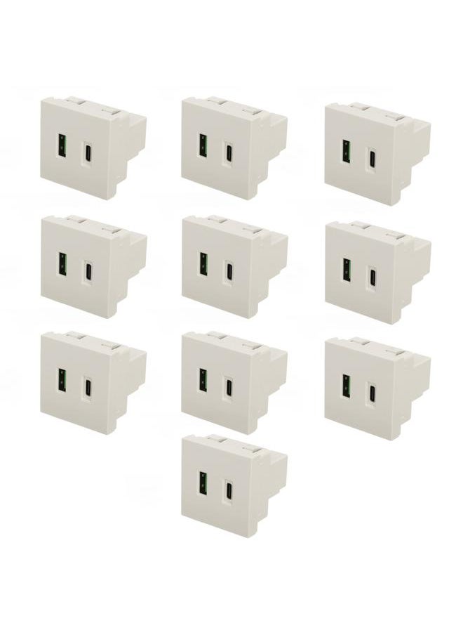 Thoraya - 10pcs USB Type C Wall Outlet Recessed Anti Reverse Insertion Function Fast Charging USB Type C Socket for Computer Phone AC 110‑240V - Image 1