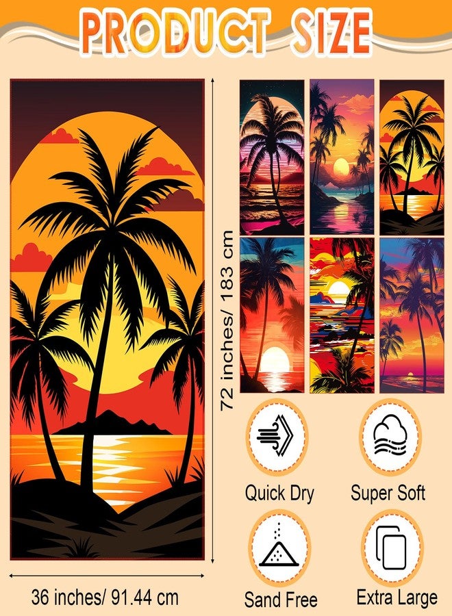 FuWeave 6 Pcs 72 x 36 Microfiber Oversized Beach Towels Large Absorbent Thin Compact Lightweight Sand Free Quick Dry Towels Pack for Travel Pool Yoga Gym Sports Beach Accessories(Coconut Trees) - Image 2